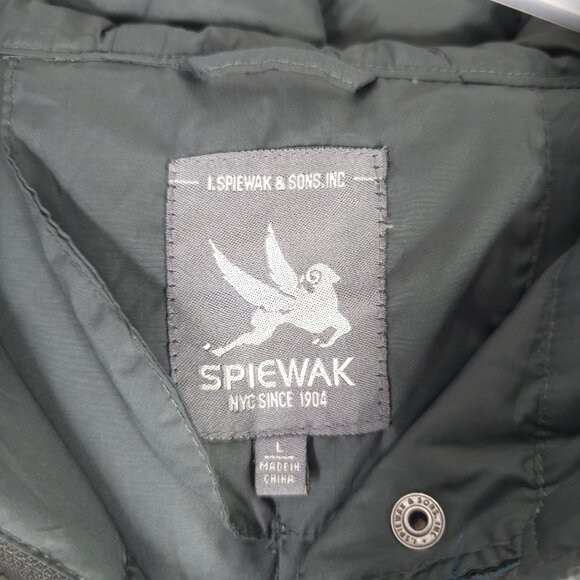 I. SPIEWAK & SONS Warren GRAY Hooded Down Puffer Long Coat Women’s Size LARGE.. - Picture 3 of 16